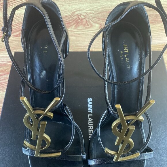 Yves Saint Laurent CASSANDRA SANDALS Smooth LEATHER Black - Picture 6 of 14